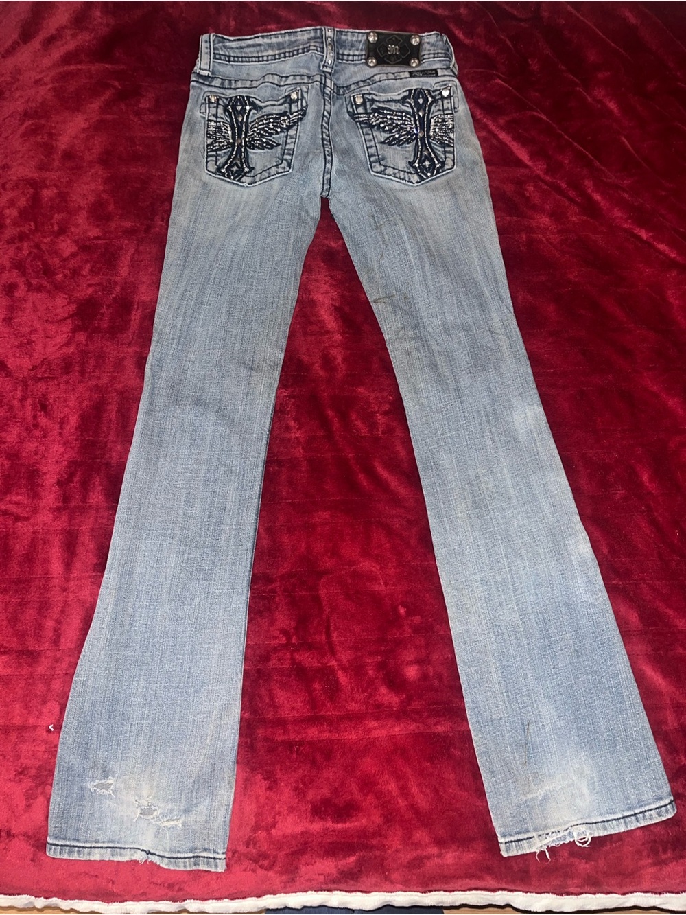 Vintage Miss Me Light Blue Embroidered Pocket Women’s Jeans